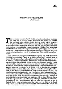 485 PHILIP II and the ENGLISH David Loades Rhere Were Many