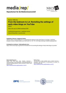 From the Bedroom to LA: Revisiting the Settings of Early Video Blogs on Youtube 2016