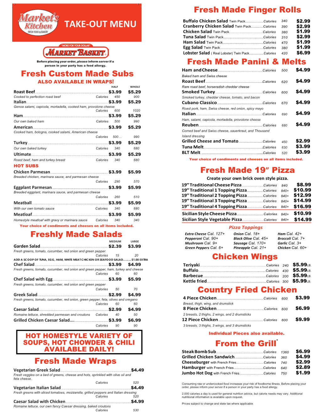 Take-Out Menu