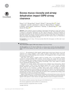 Excess Mucus Viscosity and Airway Dehydration Impact COPD Airway Clearance