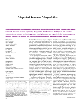 Integrated Reservoir Interpretation- Disk 2