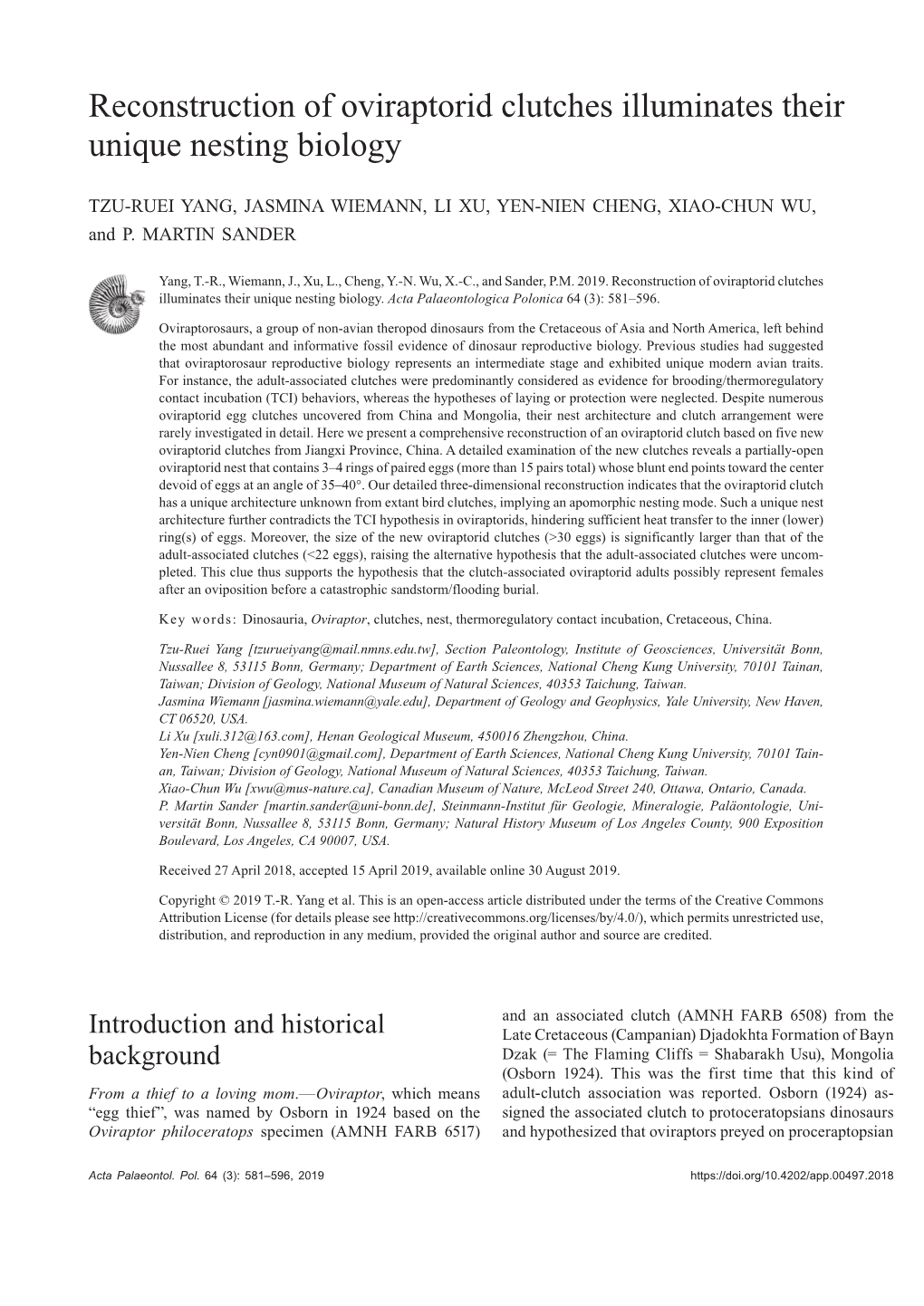 Reconstruction of Oviraptorid Clutches Illuminates Their Unique Nesting Biology