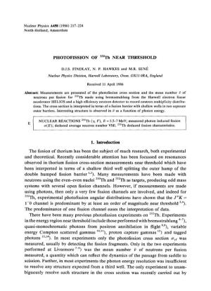 PHOTOFISSION of 232Th NEAR THRESHOLD , , 1. Introduction The