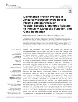Deimination Protein Profiles in Alligator Mississippiensis Reveal