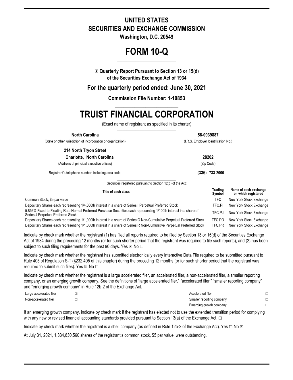 Form 10-Q Truist Financial Corporation