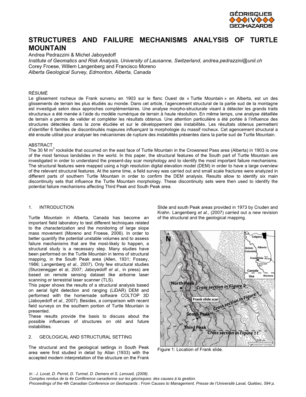 Structures and Failure Mechanisms Analysis of Turtle Mountain