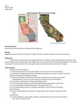 Unit 1 Fourth Grade VAPA Lesson California Regional Mosaic Or