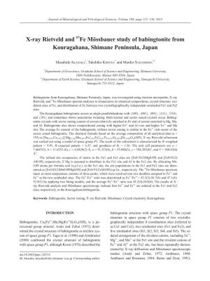 X-Ray Rietveld and 57Fe Mössbauer Study of Babingtonite from Kouragahana, Shimane Peninsula, Japan