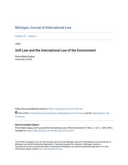 Soft Law and the International Law of the Environment