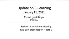 Update on E-Learning January 11, 2021