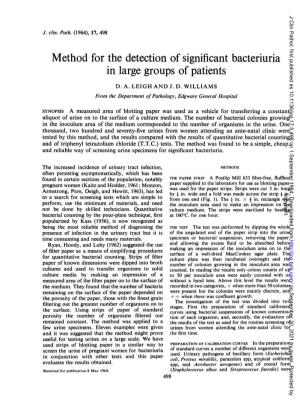 Method for the Detection of Significant Bacteriuria in Large Groups of Patients