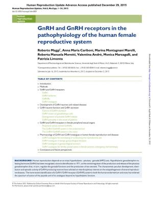 Gnrh and Gnrh Receptors in the Pathophysiology of the Human Female Reproductive System
