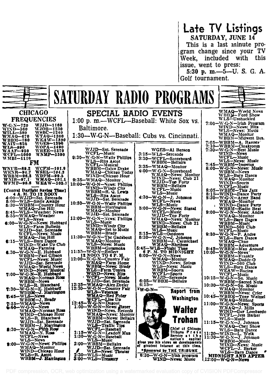 SATURDAY RADIO PROGRAMS Late TV Listings
