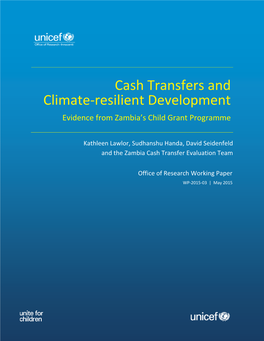 Cash Transfers and Climate-Resilient Development: Evidence from Zambia's Child Grant Programme