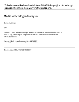 Media Watchdog in Malaysia