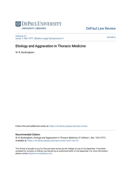 Etiology and Aggravation in Thoracic Medicine