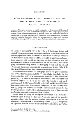 A Combinatorial Computation of the First Pontryagin Class of the Complex Projective Plane
