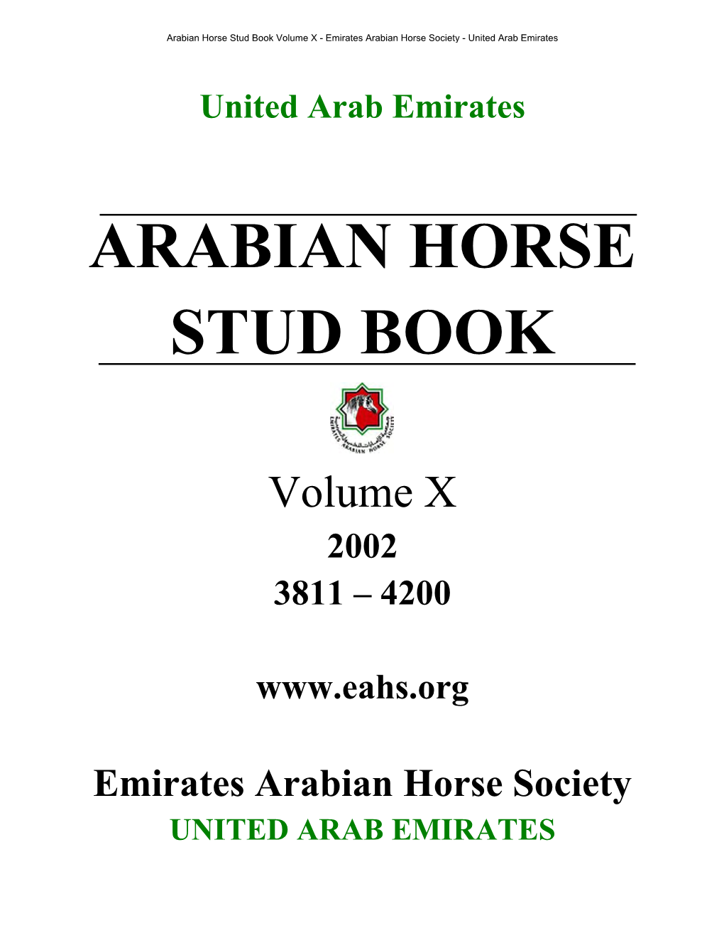 UAE Arabian Horse St