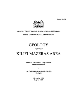 Geology of the Kilifi-Mazeras Area