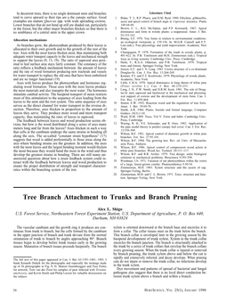 "Tree Branch Attachment to Trunks and Branch Pruning"