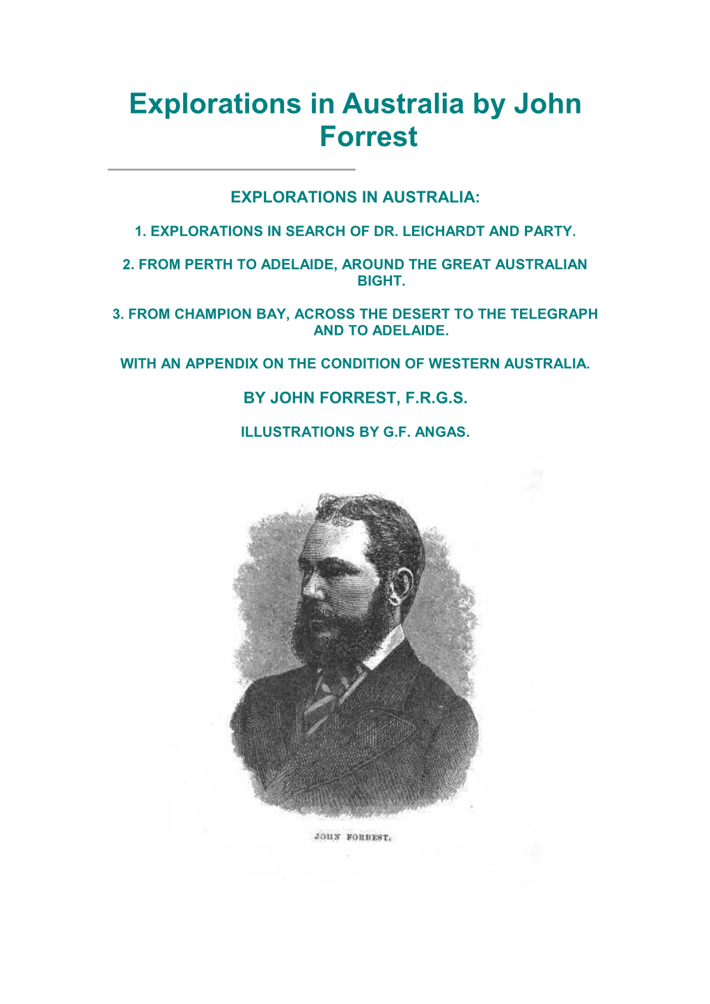 Explorations in Australia by John Forrest