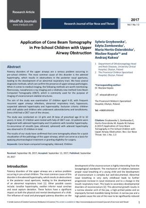 Application of Cone Beam Tomography in Pre-School