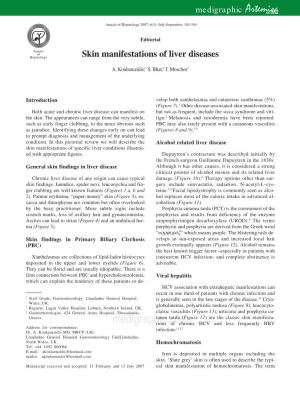 Skin Manifestations of Liver Diseases