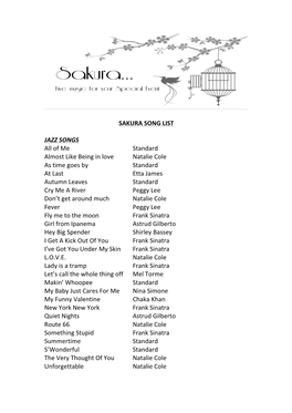 Sakura Full Song List