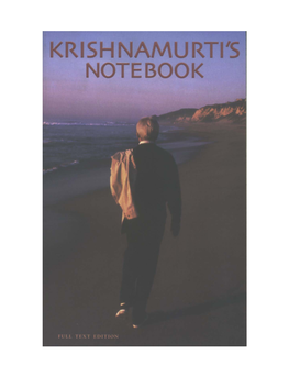 Krishnamurti's Notebook Foreword by Mary Lutyens