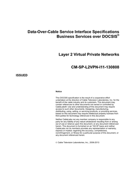 Layer 2 Virtual Private Networks CM-SP-L2VPN-I11-130808