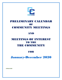 Calendar of Meetings