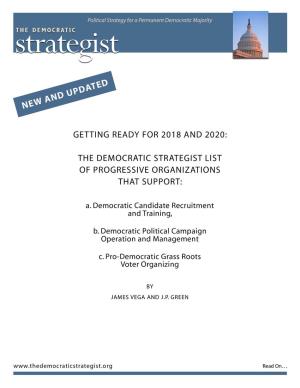 The Democratic Strategist List of Progressive Organizations That Support: A
