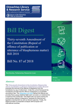 Bill Digest: Thirty-Seventh Amendment of the Constitution