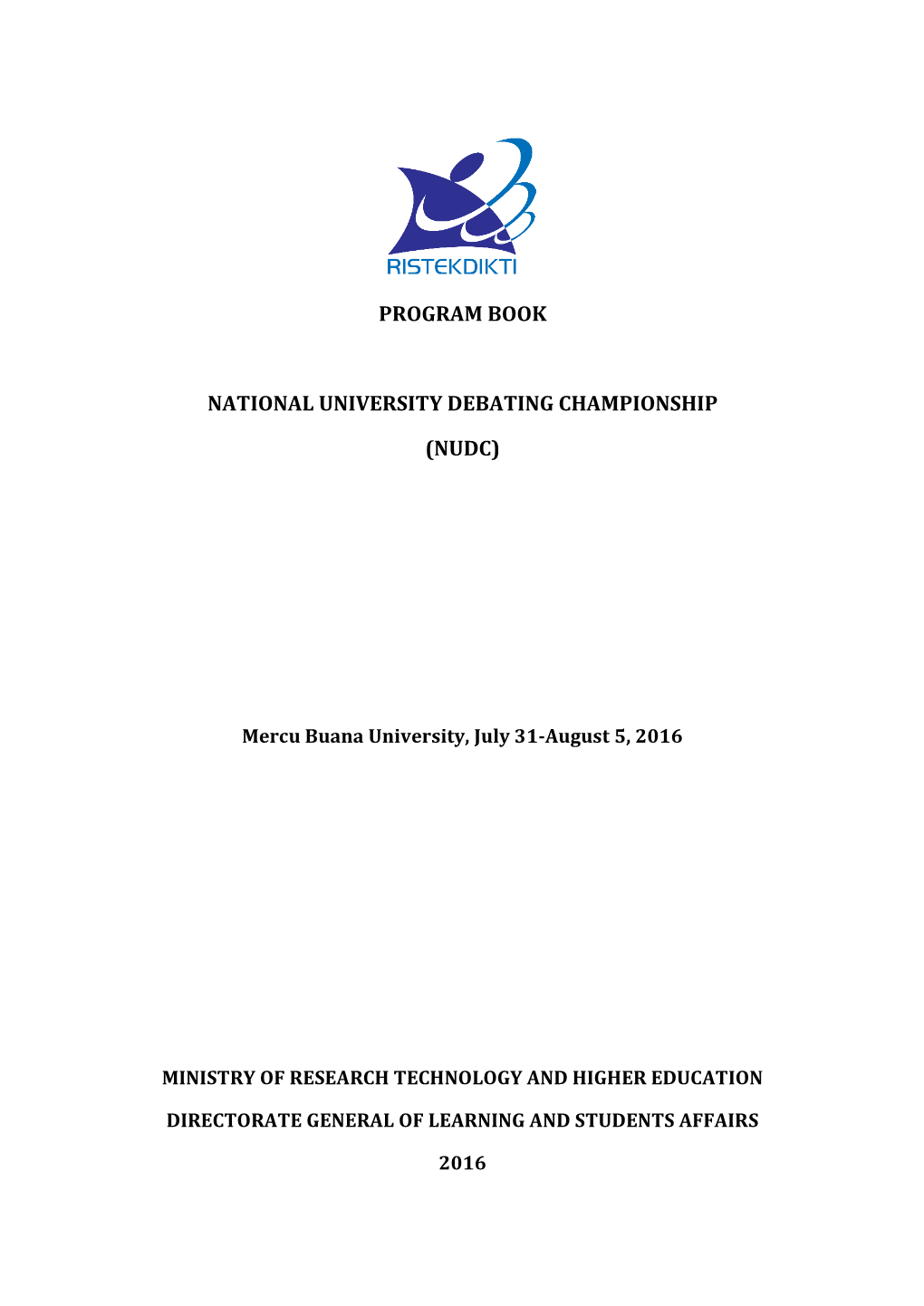 Program Book National University Debating