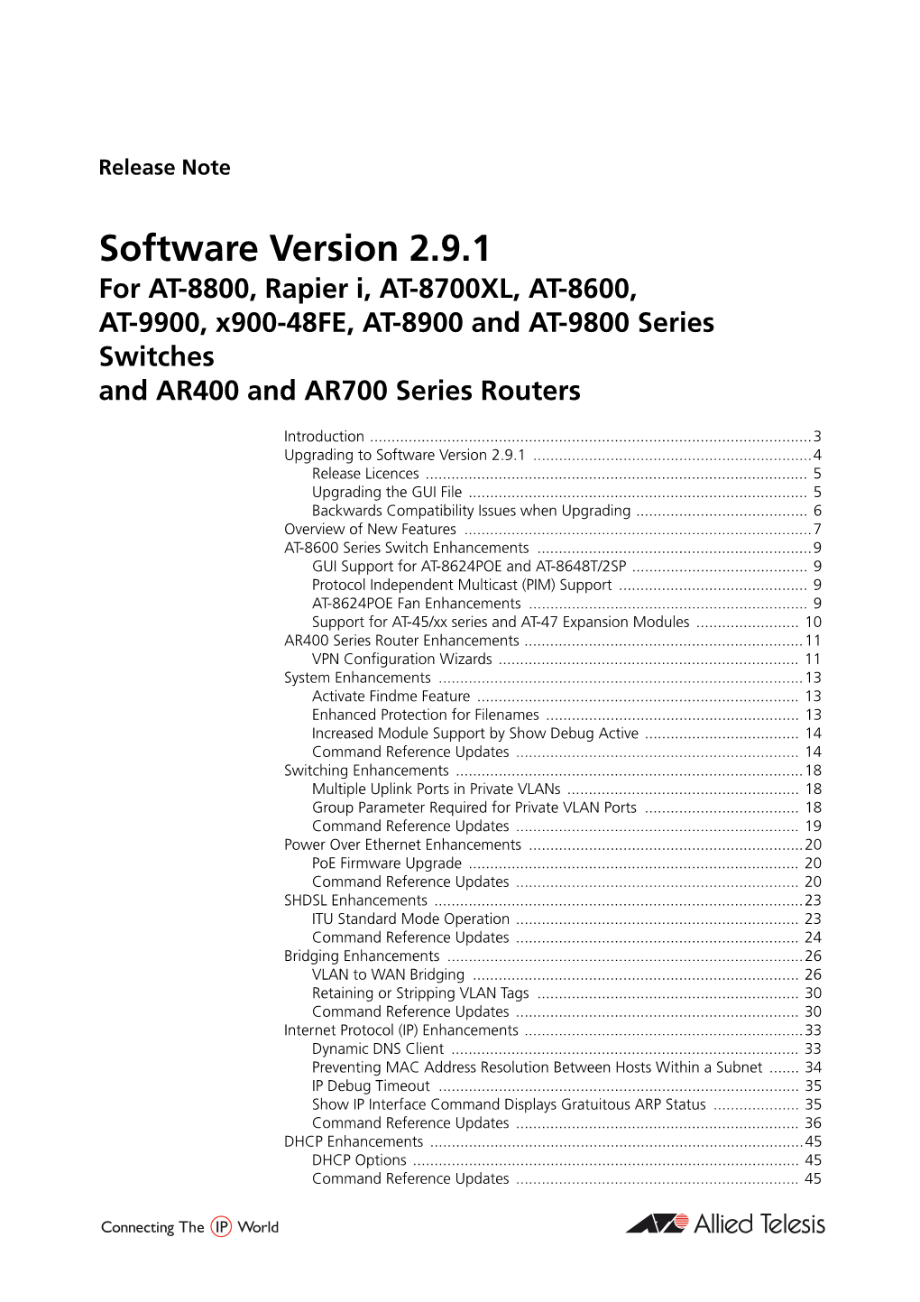 Alliedware Software Release Version 2.9.1