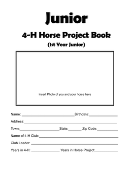 4-H Horse Project Book (1St Year Junior)