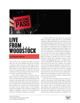 Live From...Woodstock by Graeme Boone