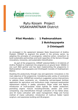 Rytu Kosam Project VISAKHAPATNAM District