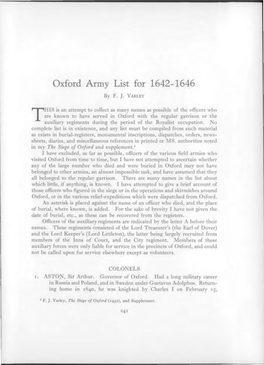 Oxford Army List for 1642-1646