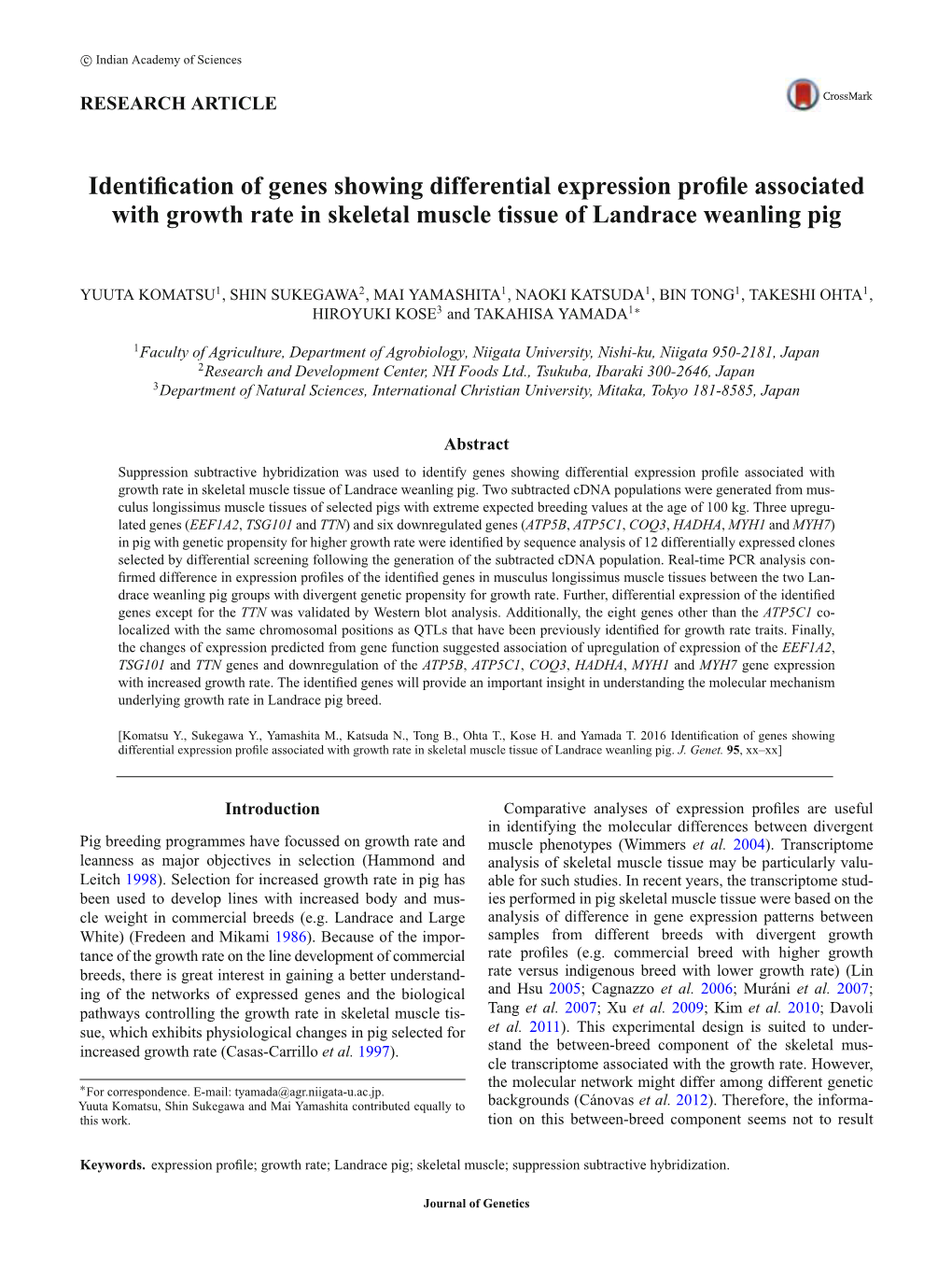 Identification of Genes Showing Differential Expression Profile