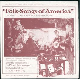 Folk-Songs of America: the Robet Winslow Gordon Collection 1922