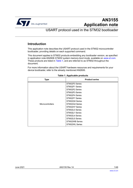 USART Protocol Used in the STM32 Bootloader