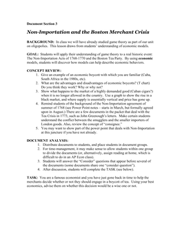 Non-Importation and the Boston Merchant Crisis