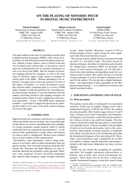 On the Playing of Monodic Pitch in Digital Music Instruments