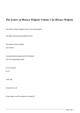 Download the Letters of Horace Walpole Volume 3