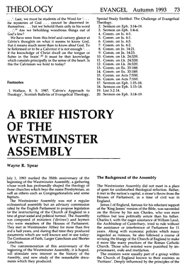 A Brief History of the Westminster Assembly