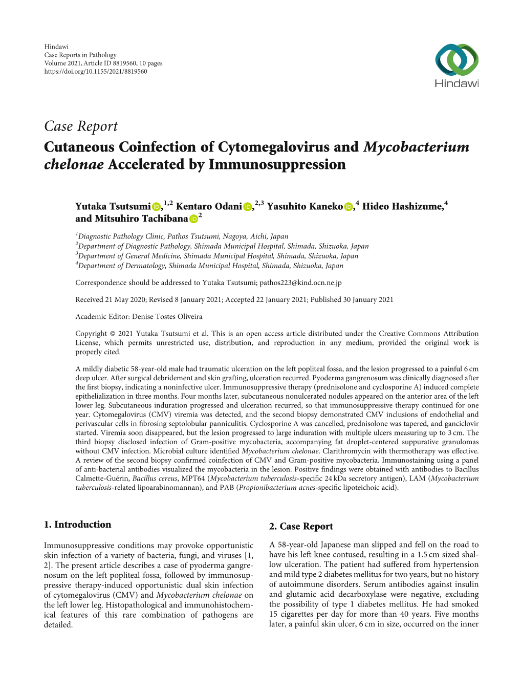 Cutaneous Coinfection of Cytomegalovirus and Mycobacterium Chelonae Accelerated by Immunosuppression