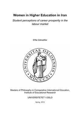 Women in Higher Education in Iran Student Perceptions of Career Prosperity in the Labour Market
