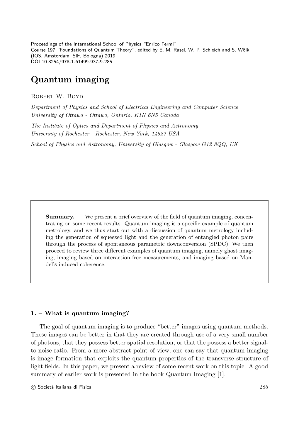 Quantum Imaging