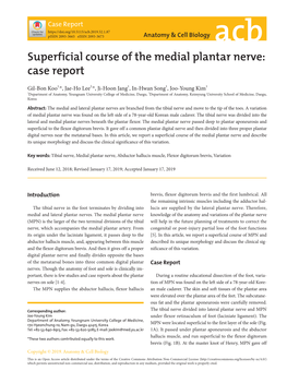 Superficial Course of the Medial Plantar Nerve: Case Report